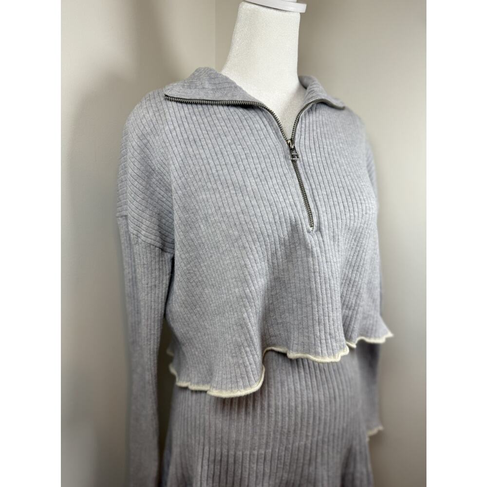 Anthropologie Daily Practice Miles Sweater Dress Small Gray Knit Pleated Preppy - Picture 7 of 15
